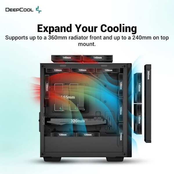 PC-kabinet uden strømforsyning - DEEPCOOL CH370 (Sort) - Mini tower - Micro-ATX format