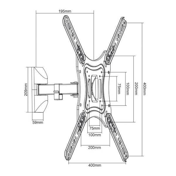 Understøttelsesvæg til fjernsyn og monitor 13-55" 30kg Maclean MC-758