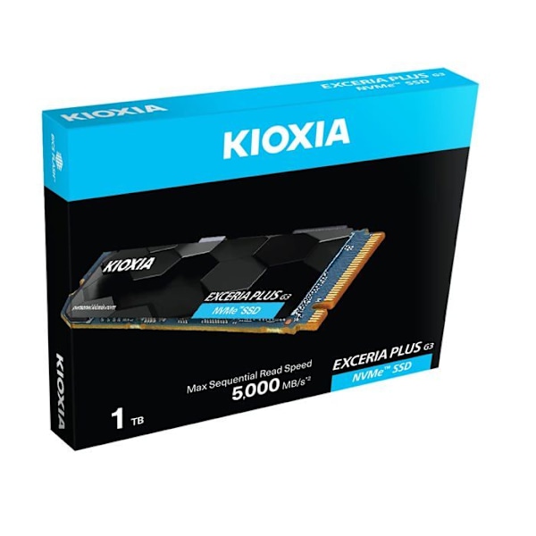 SSD - KIOXIA - EXCERIA PLUS - 1 To, M.2, 5000 Mo/s läsning, 3900 Mo/s skrivning, 64 Gbit/s