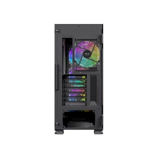 Nfortec - KRATER X Gaming PC Kabinet Mid Tower ATX, 4x 120mm ARGB blæsere inkluderet, Front mesh, Hærdet glas på siden, Sort