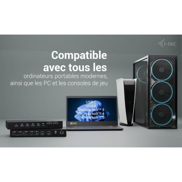 i-tec Docking Station KVM USB-C Musta 3 Laite Dual Video 92W