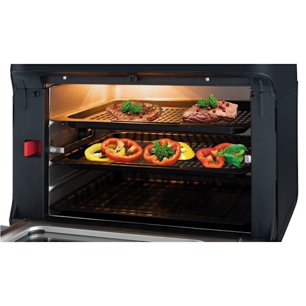 Fritøs med varm luft uden olie 11L digital 9 programmer kyllingespyd Clatronic FR 3747 1500W Sort 39377
