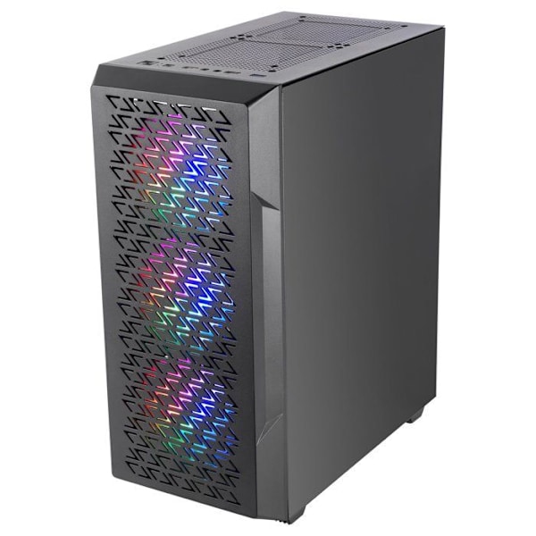 Mars Gaming MC-GEO, Gaming kabinet ATX, 4X FRGB 120cm blæsere, geometrisk mesh frontpanel, hærdet glas vindue, sort