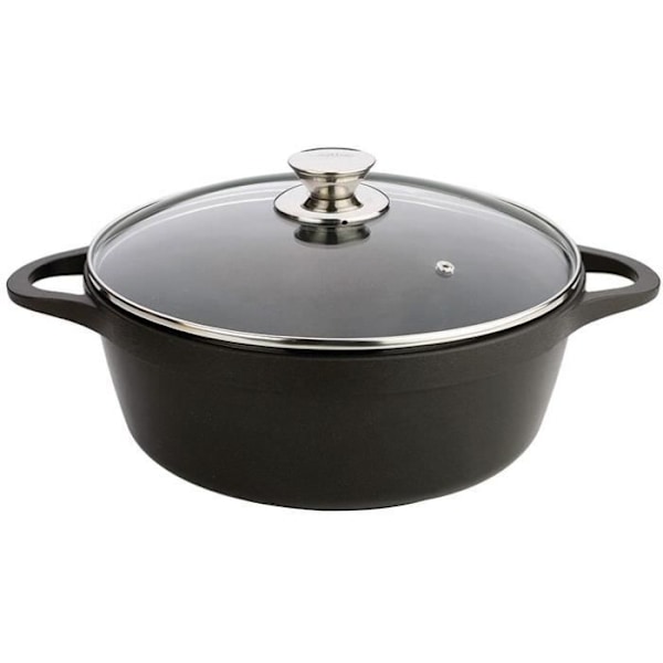 Cocotte - VALIRA - Høj induktion D: 28 cm - Aluminiumsstøbe - Økologisk non-stick belægning sort