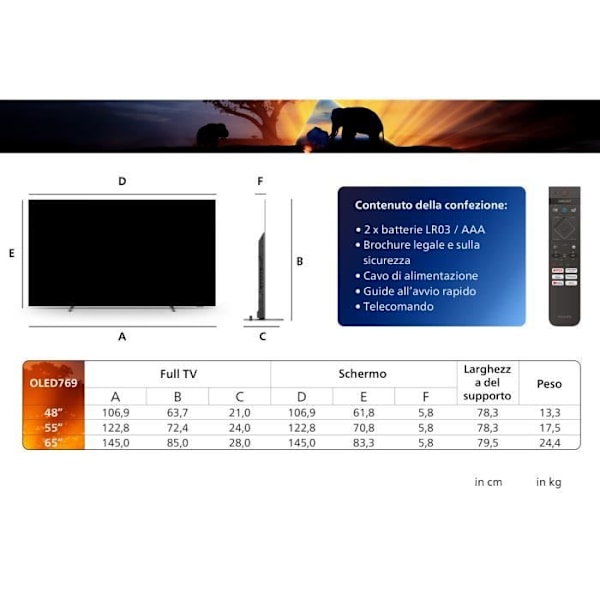 Philips TV OLED 48 tum 4K Ambilight 48OLED769 - Smart TV UHD HDR Dolby Vision