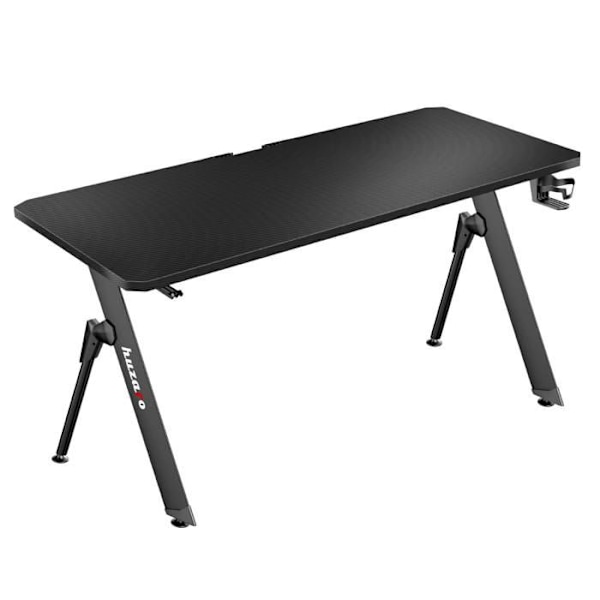HUZARO hero 2.8 Pelaaja Bureau Pelipöytä 140x60x73cm Juomakori ja kuulokkeiden koukku kaapeliklipsit MDF-paneeli hiiliteknologialla sort