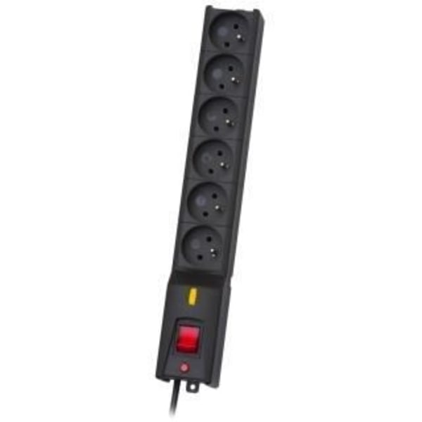 Parasurtenseur LESTAR LX 610 GA - Musta - 6 pistorasiaa - Korkean iskukeston polyamidisertifiointi sort