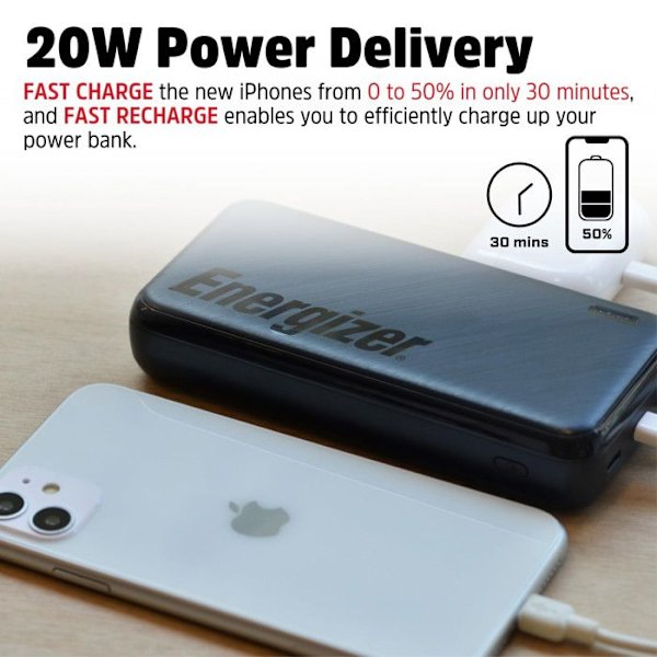 TELEFONIA, Power bank, POWER BANK STANDARD, Energizer Ue20055pq Pwbank 20000mah Usb-c PdTekniset tiedotKorkeus2,82 cmLeveys14,55