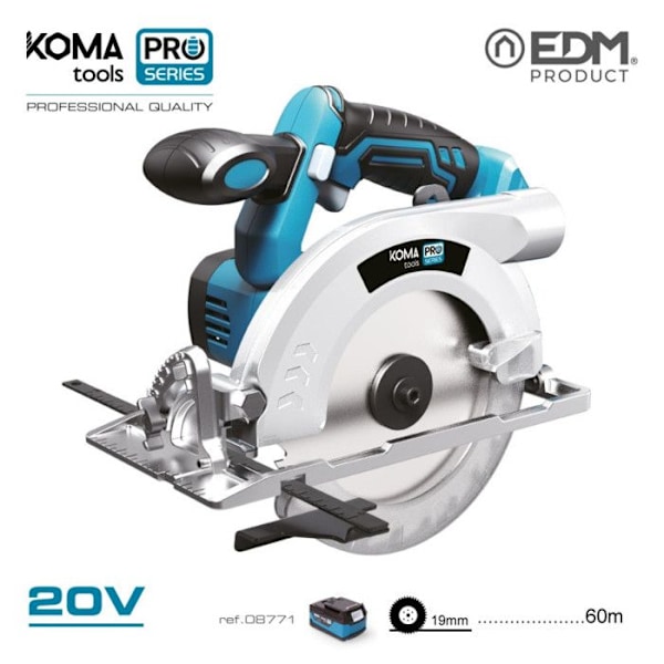 KOMA rundsav - 20V - 165 mm - uden batteri og uden oplader - 08764