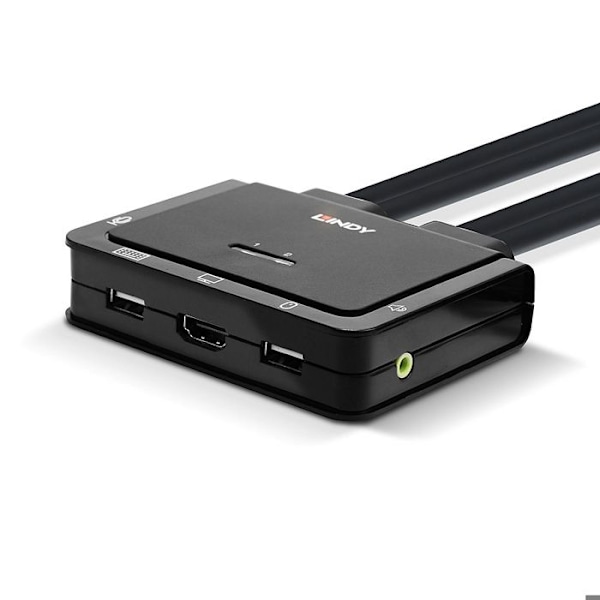 KVM-switch - Lindy - 2 portar - HDMI - USB 2.0 - 3.5 mm ljud