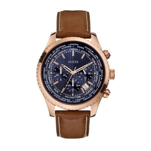 Ur - GUESS - GW0500G1 - Analog - Læder - Chic stål, roséguld, brun