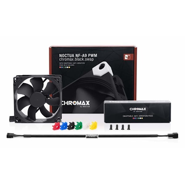Noctua NF-A9 PWM chromax.Black.Swap, Støjsvag Premium Vifte, 4 Stik (92 mm, Sort) - NF-A9 PWM CH.BK.S
