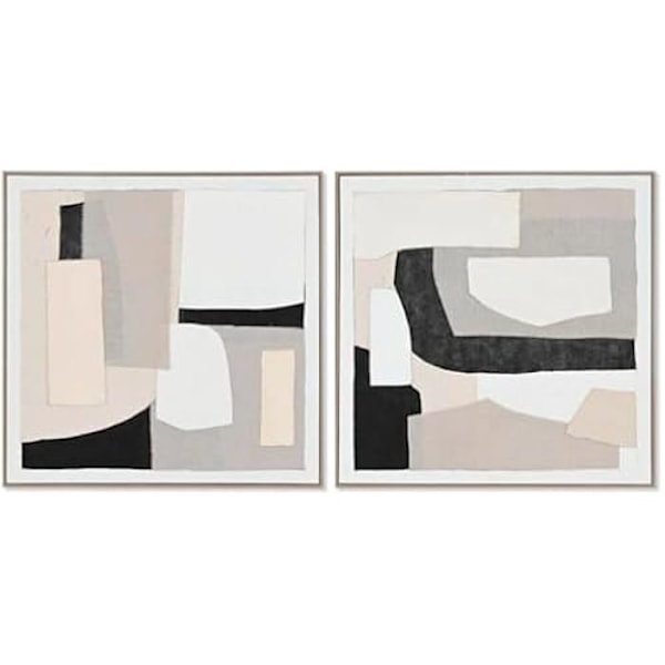 Målning - HOME ESPRIT - Urban - Flerfärgad - 2 enheter - 80 cm - Fyrkantig mångfärgad