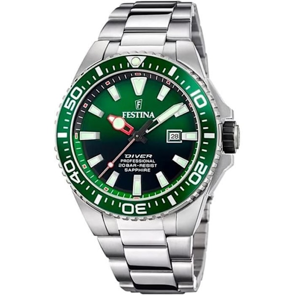 Festina Diver Ur F20663/2 Mand - Quartz - Rustfrit stål - Grøn - Sølv Pengar