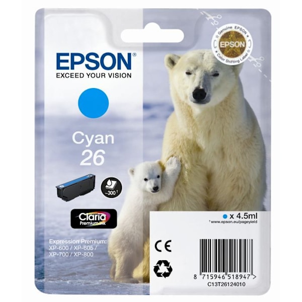 Epson T2612 Cyan blækpatron