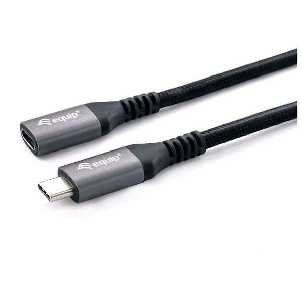 Udstyr 128371 USB 3.2 Gen 2 C til C M-F forlængerkabel 1,0m 4K-60Hz 10Gbps Sort