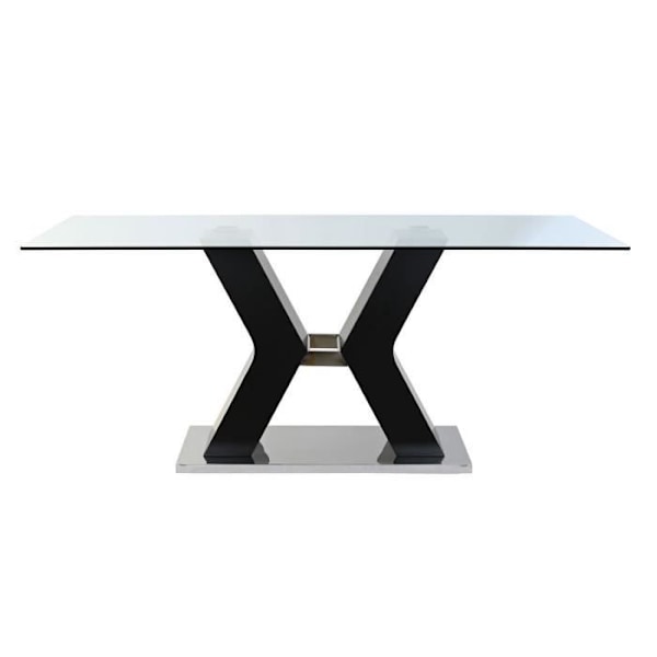 sort spisebord hærdet glas mdf træ (180 x 90 x 76 cm)