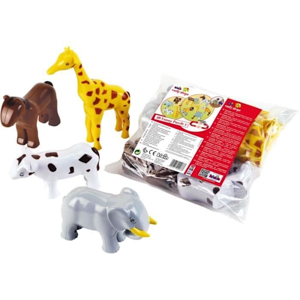 Magnetisk puslespil Funny Puzzle - KLEIN - Dyr - 4 udskiftelige magnetiske stykker -