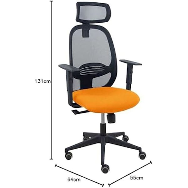 Sort cylindrisk stol med sort net, Bali sæde, justerbare armlæn, justerbar hovedgavl i orange Orange