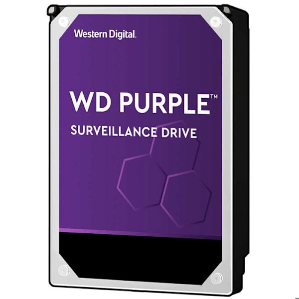 WD Purple Overvågnings Hard Drive WD10PURZ - 1 To - Intern - 3.5" - SATA 6Gb/s - 5400 omdr/min