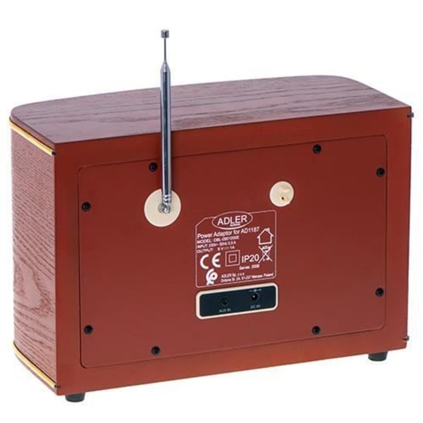 Radiovälinen - ADLER - AD 1187 - Bluetooth 5.0 - USB-luku - Ruskea TRÄ