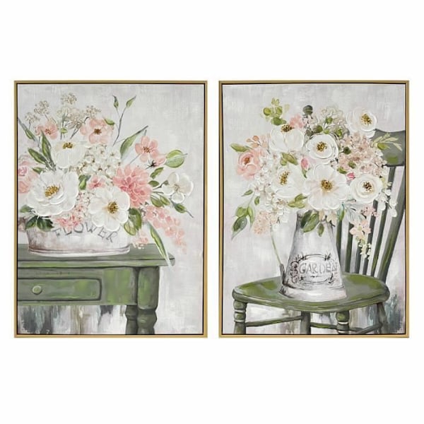 ram 60 x 3,5 x 80 cm shabby chic vas (2 enheter)
