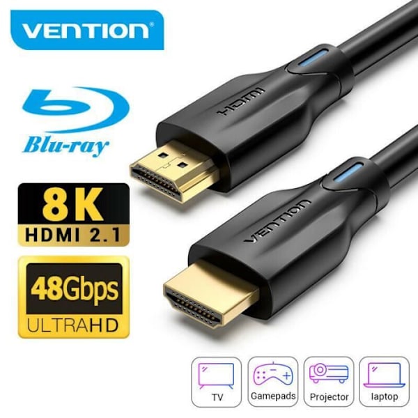 HDMI 2.1 - VENTION - 1m - 48Gbps - Dolby Vision - Dynaaminen HDR - 8K @ 60Hz