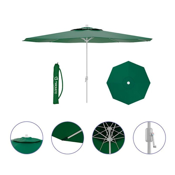 Marbueno Parasol Grøn Polyester Stål Ø 270 cm