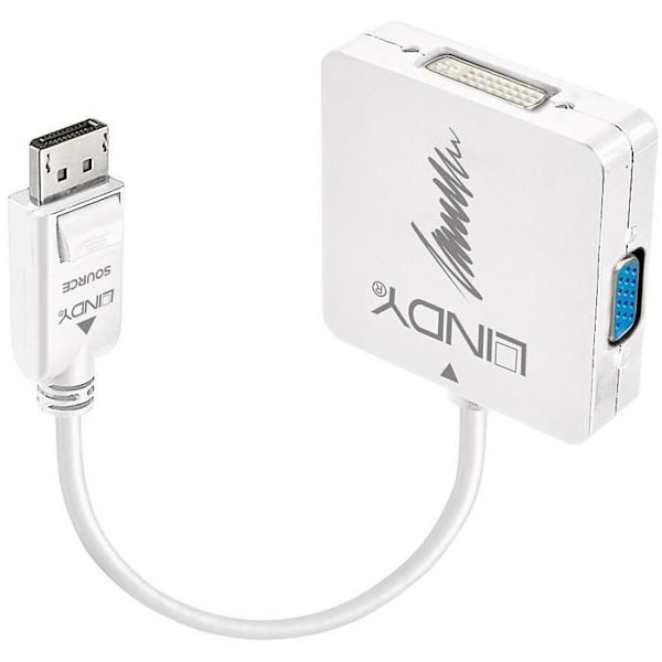 Videoadapter - LINDY - DisplayPort 1.2 til HDMI/DVI/VGA - 4K UHD 30Hz - Lyd understøttet