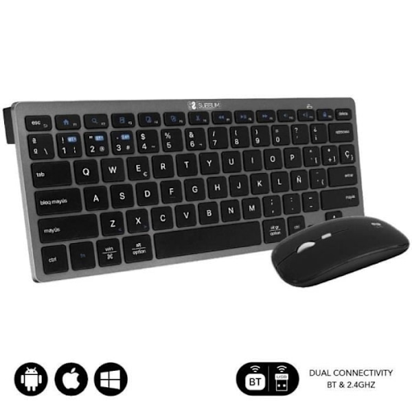 Trådløst Tastatur og Mus Subblim OCO020 Multienhed Combo Kompakt/ Grå