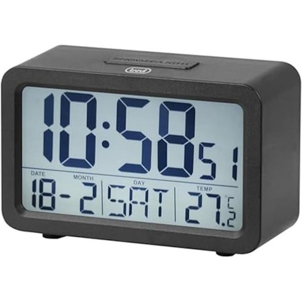Vækkeur - TREVI - SLD 3P60 - Stort baggrundsbelyst skærm - Indbygget thermometer - Snooze funktion Svart