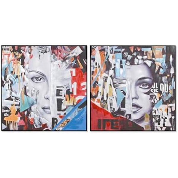 Maalaus - KOTI ESPRIT - Abstrakti - 100 x 100 cm - Monivärinen - 2 kpl mångfärgad