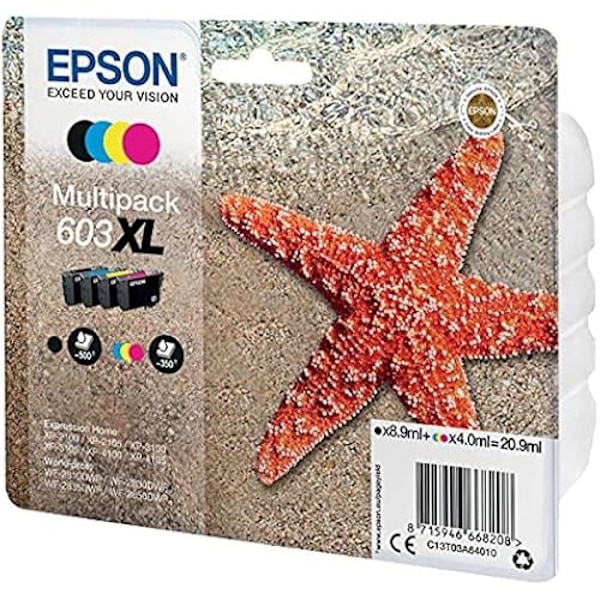 Blækpatron - EPSON - 603XL Multipack - Cyan, Gul, Magenta, Sort - Pakke med 4 - Kompatibel