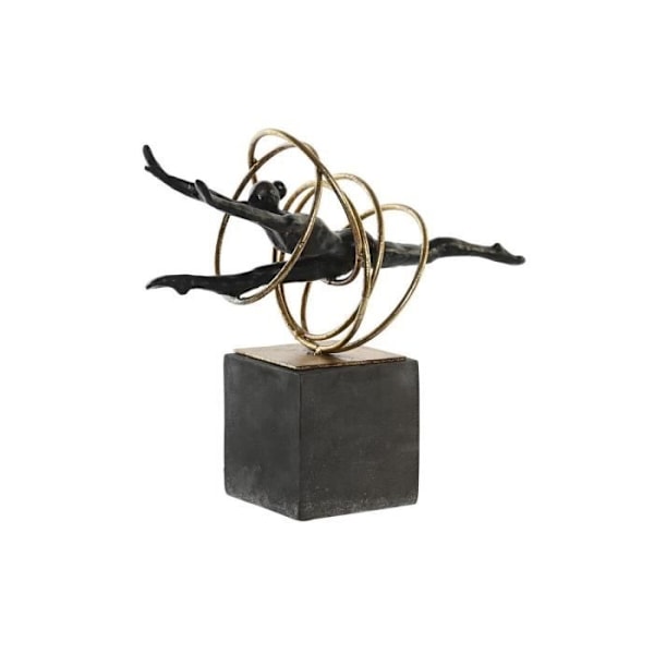 dekorativ statyett svart guld metall modernt harts (36 x 14 x 29,5 cm)