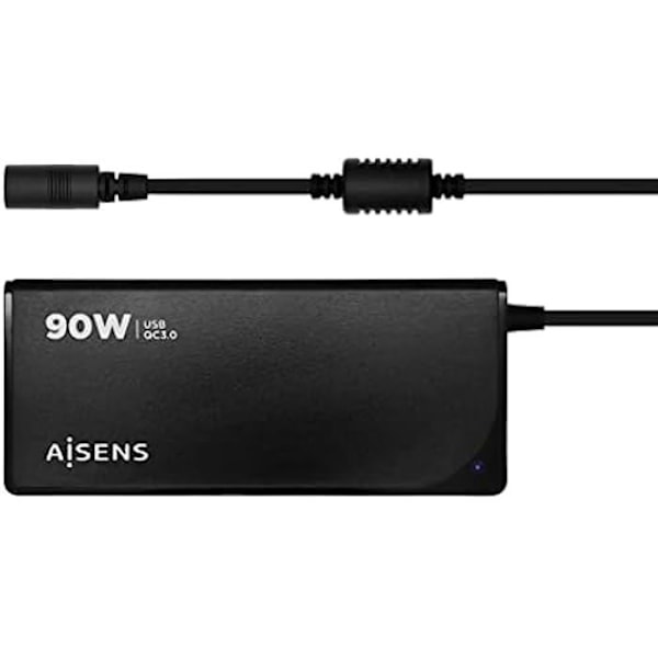 AISENS - ASLC-90WAUTO-BK - Universal universal oplader 90 W med 12 stik + USB-A QC.3.0 Sort