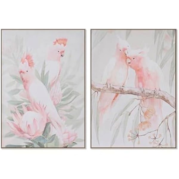 Maalaus - KOTI ESPRIT - Trooppinen papukaija - 100 x 140 cm - Monivärinen - 2 kpl mångfärgad