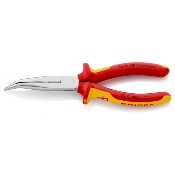 KNIPEX halvrund næsetang - VDE - 40° vinklet kæbe - Ribbede skær - Vanadiumstål - Orange