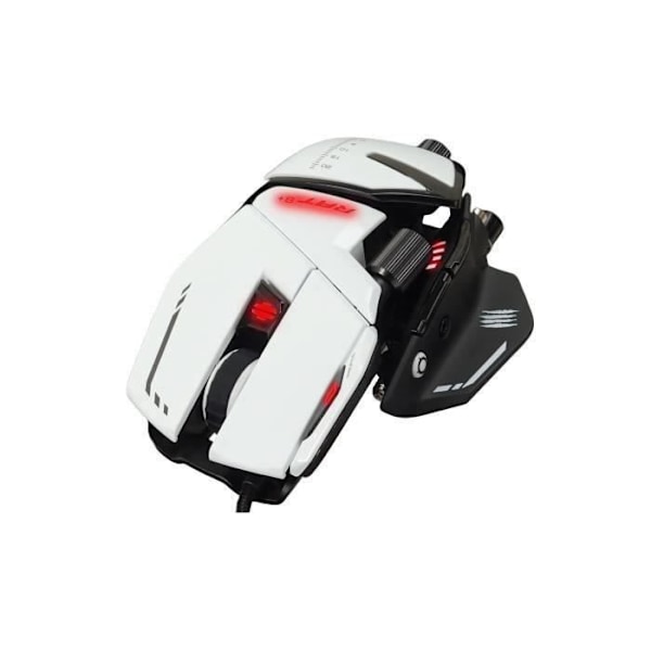 Madcatz RAT 8+ Hvid - Kablet gamingmus, der kan tilpasses - 11 knapper - RGB LED - 16000 DPI - Pixart PMW3389