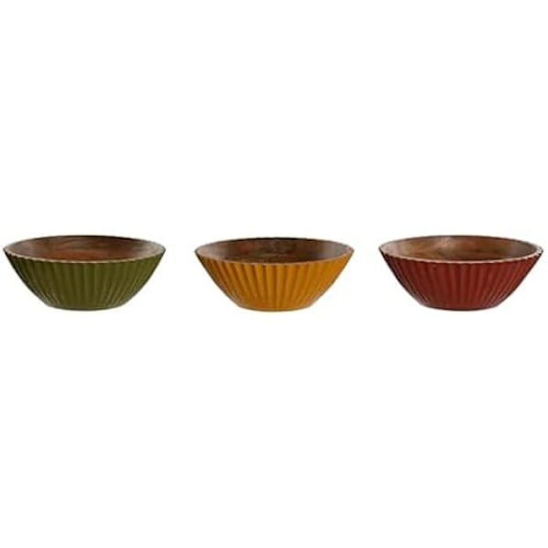 Salaattikulho - HOME ESPRIT - Monivärinen - Mangopuu - 30 x 30 x 12 cm - 3 kpl Flerfärgad