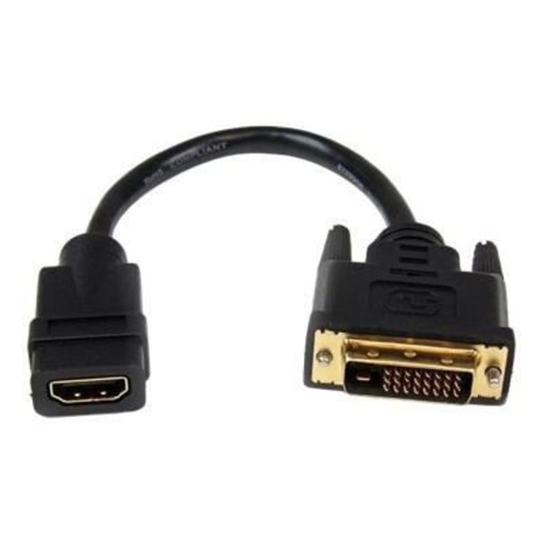 HDMI till DVI-D videoadapterkabel - STARTECH - 20 cm - Guldpläterad Svart