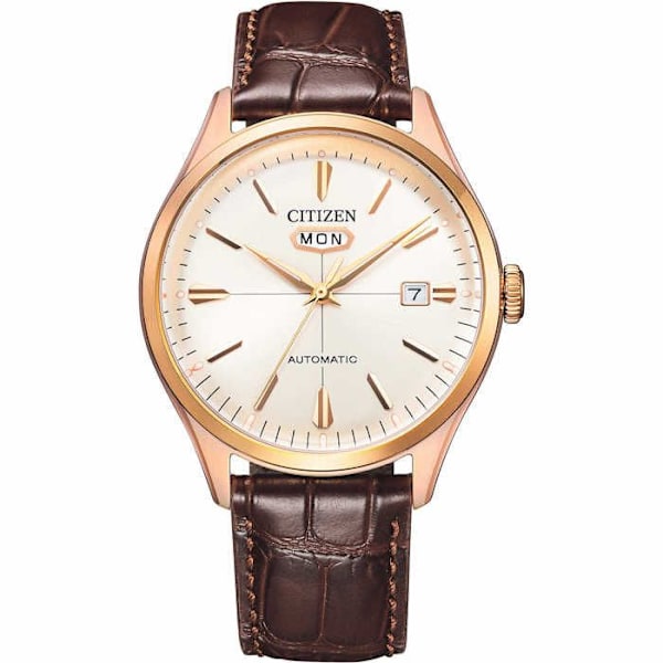 Kello - Teräs, Nahka Kulta - Citizen - NH8393-05A Eller ros, Mörkbrun