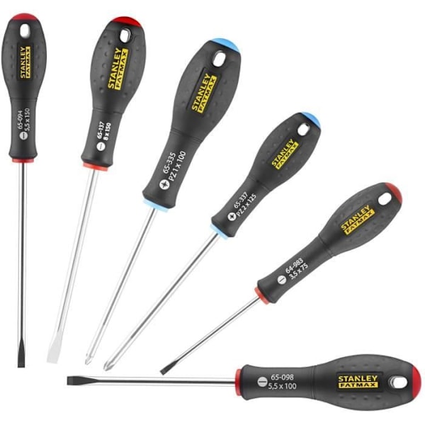 Set med 6 skruvmejslar - STANLEY FATMAX - 0-65-428 - Elektriker + mekaniker + Pozidriv Svart