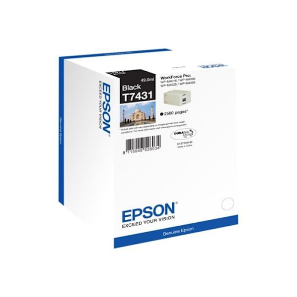 EPSON Inkjet Cartridge T7431 - Sort - Inkjet - 2500 sider