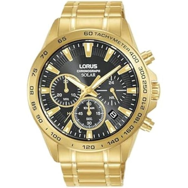 Lorus Sport Mand Herre Analog Solar med Rustfrit Stål Urskive RZ508AX9 gyllene