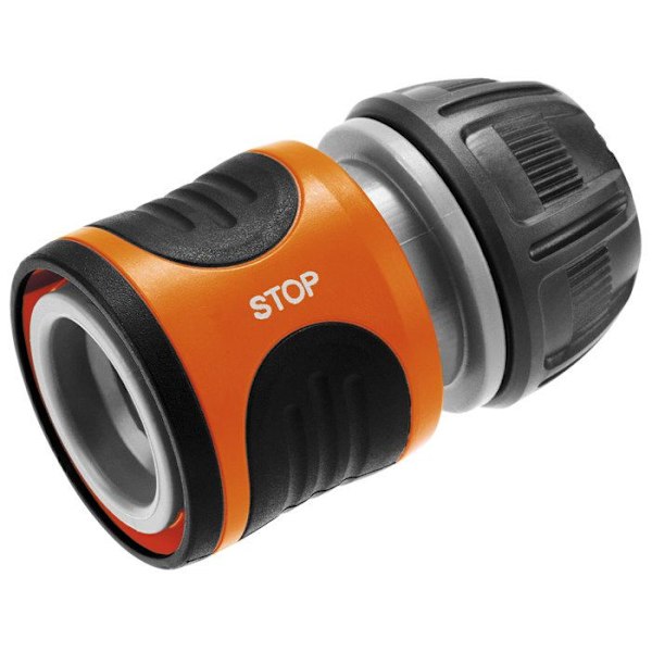 GARDENA Aquastop vandingstilslutning – Velegnet til Ø13mm & Ø15mm slange – Anti-vand flow – Power Grip – 5 års garanti (18213-20) svart och orange