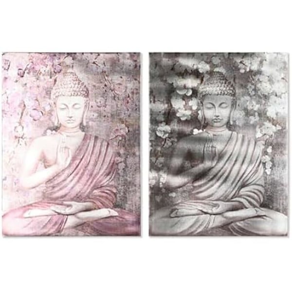 Maalaus - KOTI ESPRIT - Itämainen Buddha - 60 x 80 cm - Monivärinen - 2 kpl mångfärgad