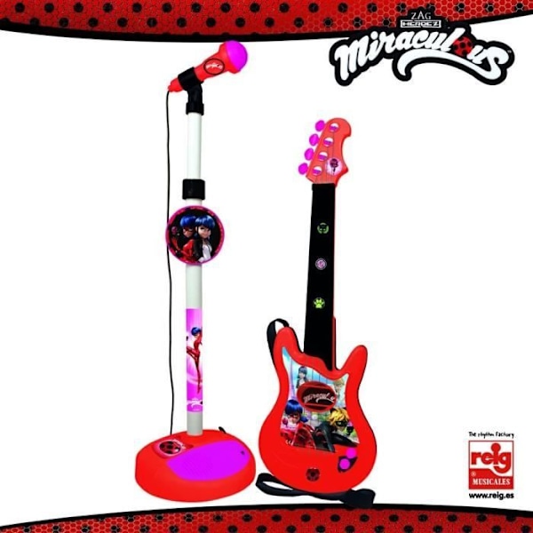 MIRACULOUS/LADYBAG Kitara ja mikrofoni - 4 kieliä - Paristokäyttöinen