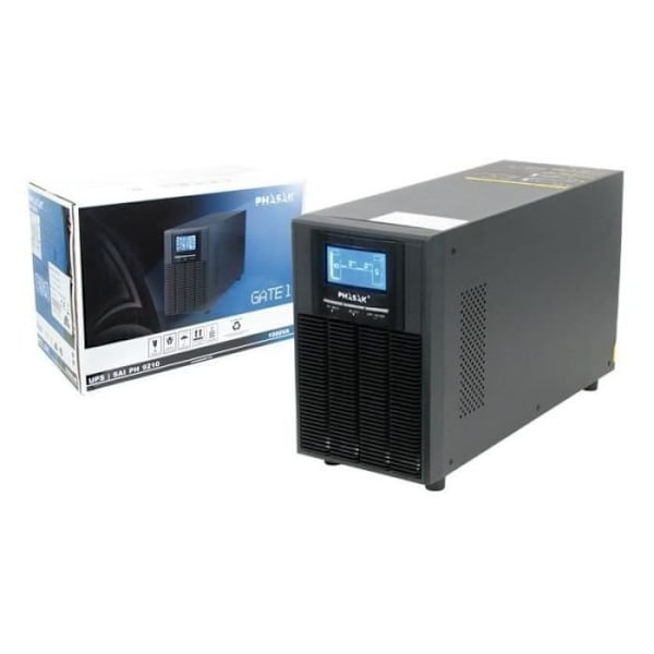 Onduleur PHASAK GATE 1 1000 VA Online LCD - LCD-näyttö - 800W - 230V - 3 pistorasiaa Beige