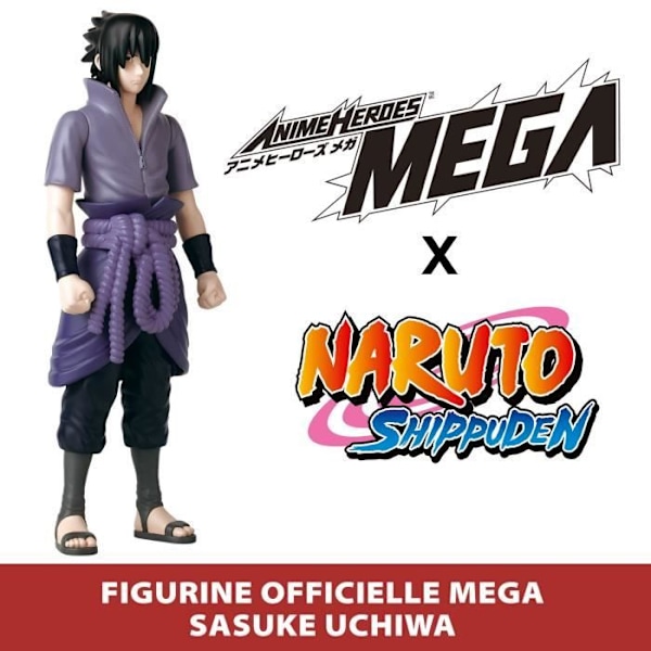 Stor ledad figur - BANDAI - Anime Heroes - Naruto Shippuden - Anime Heroes Mega Figur 30 cm - Sasuke Uchiha Flerfärgad