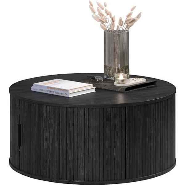 "Bordbord - Rund - I MDF - Sort - Essentiel - Diameter 80 cm Højde 36 cm - RONIN" grå ek
